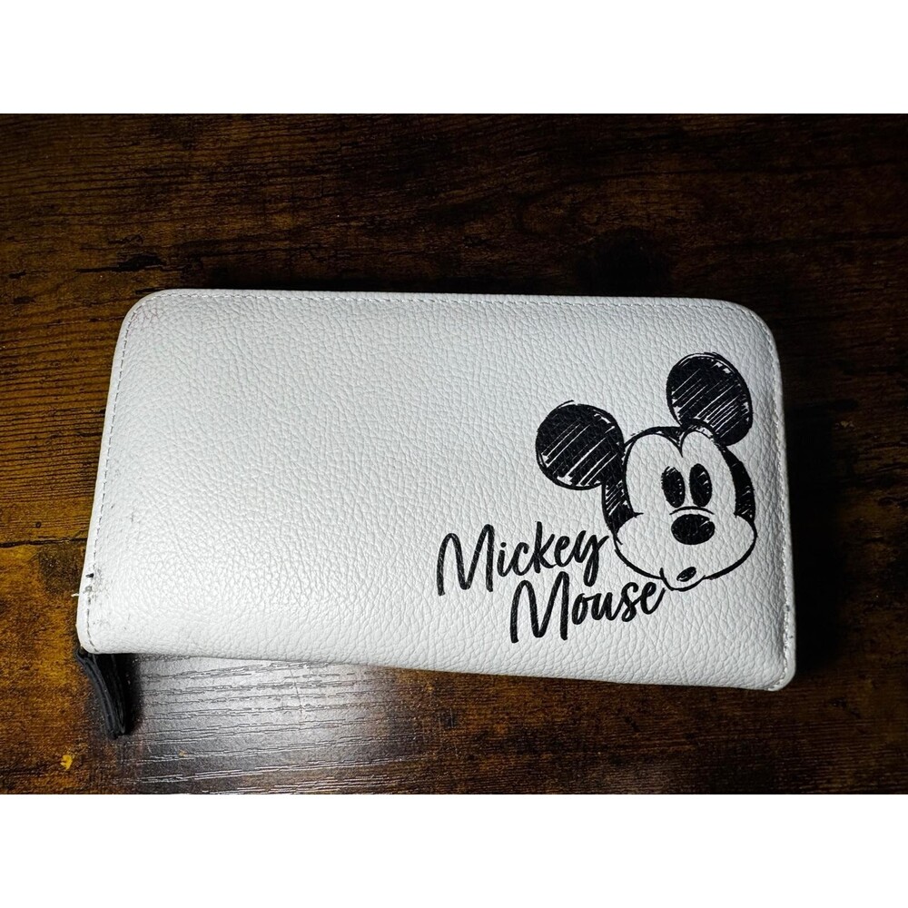Disney Mickey Mouse Zip Around Wallet Wristlet Black and White Cartoon